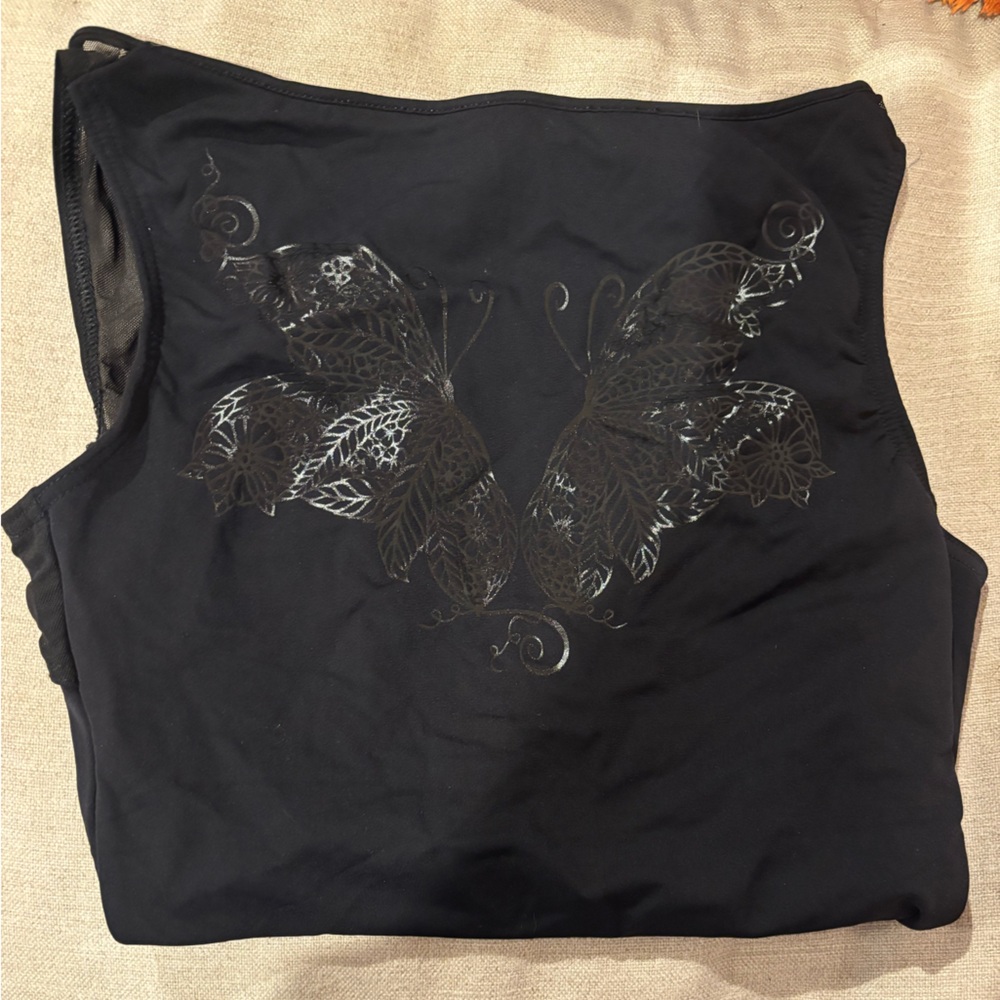Nikolay Black Butterfly Design Women's Leotard